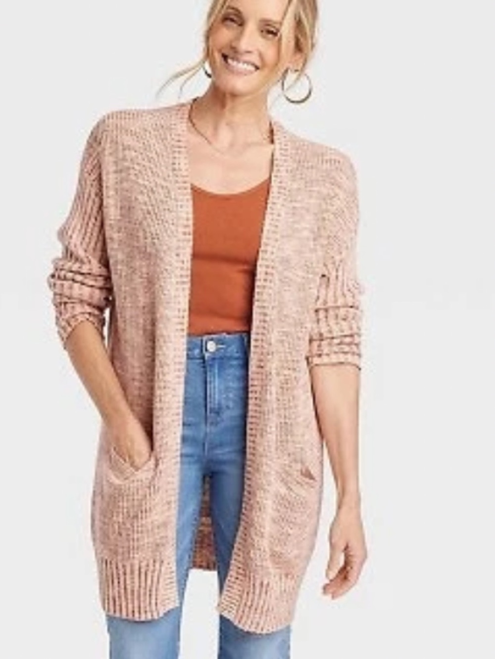 Knox Rose Medium Blush Pink Open-Front Cardigan